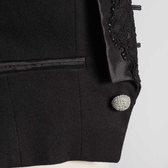 Dolce&Gabbana cropped jacket 40 US 4 black lace trim jewel buttons - Picture 9 of 10